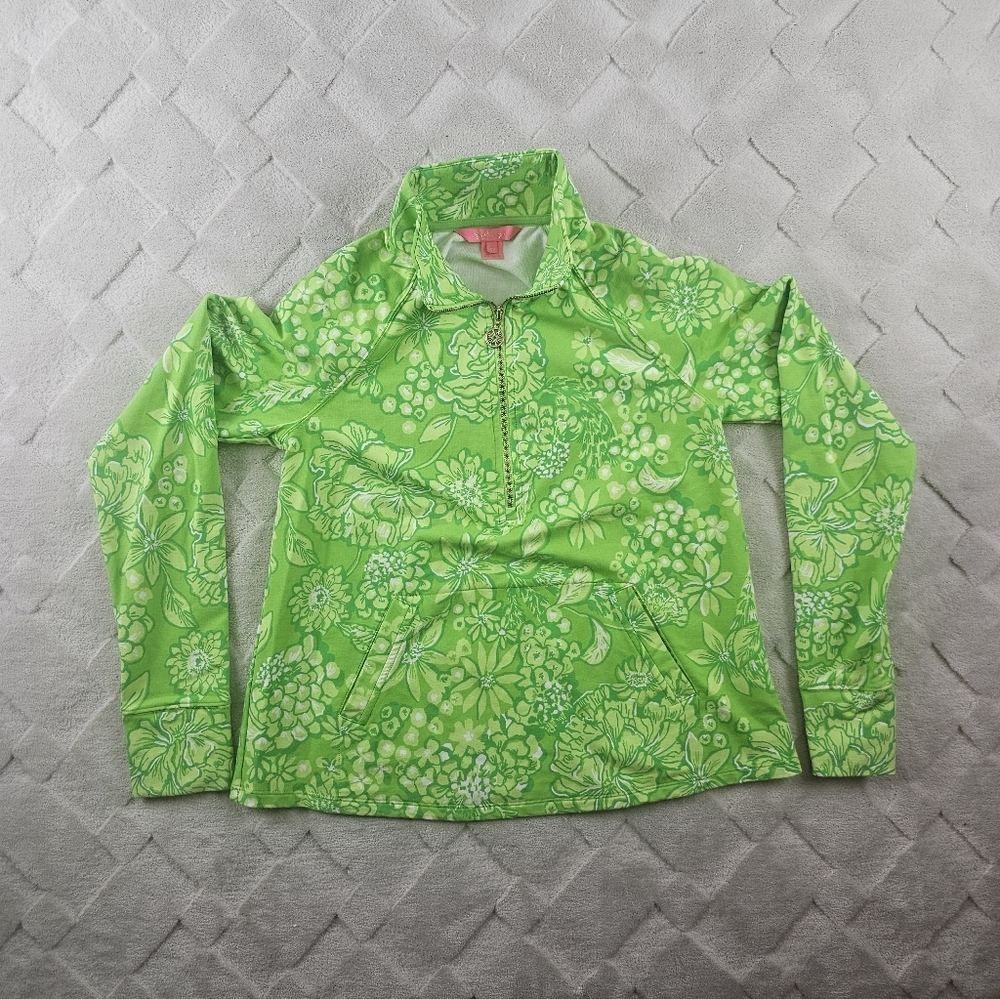 Lilly Pulitzer UPF50+ Melena Popover in Limeade Its A Spring Thing Sweater XS